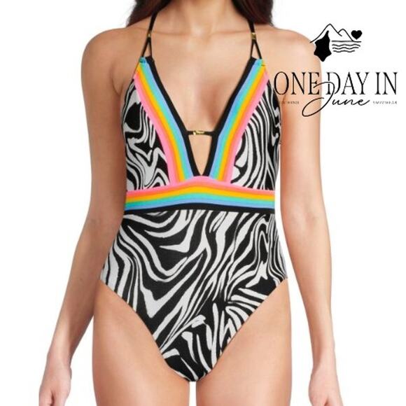Sunshine 79 Deep V One Piece Swimsuit Size 10 - Picture 1 of 7